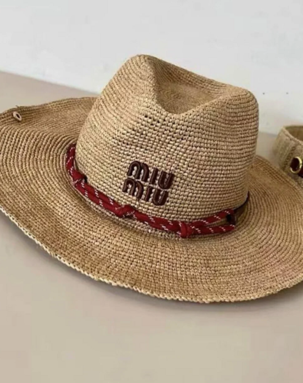 Miu Miu Summer Straw Hat Embroidered Logo - Picture 4 of 5